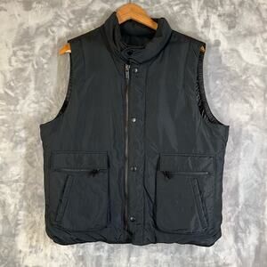 Men's Down Filled Puffer Vest Quilted Navy Medium Bon Nylon Packable Layering